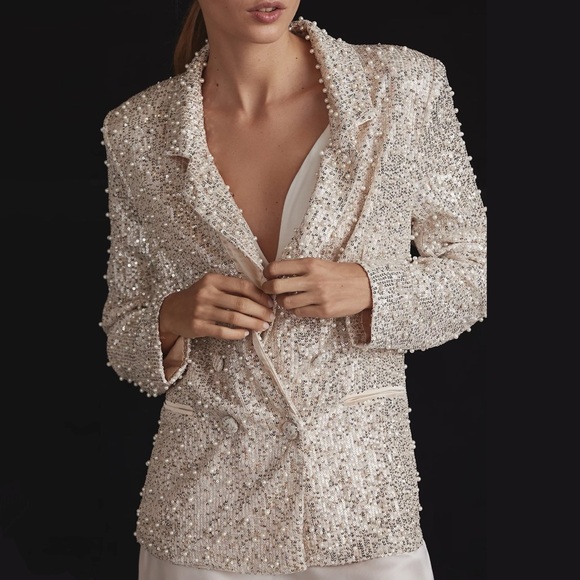 Anthropologie Mable Pearl Sequin Blazer